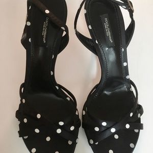 *SOLD* Dolce & Gabbana Black Satin Polka Dot Heels